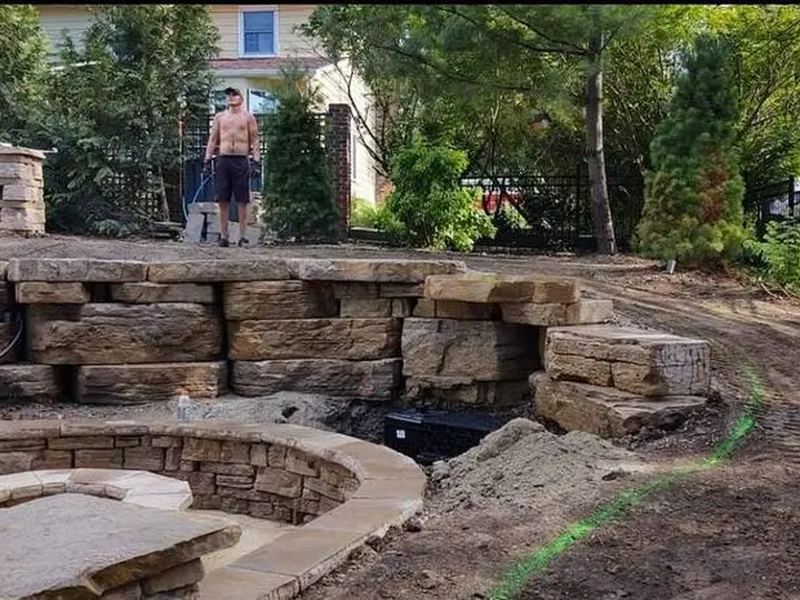 Retaining walls job in the Kingston Village neighborhood of Cedar Rapids